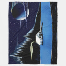 "Cabine au bord du lac" Fleece Blanket design.