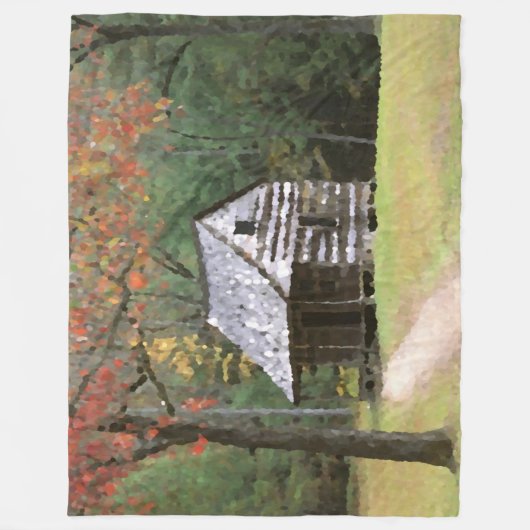 Couverture Polaire Cabine de forêt d'automne aquarelle peinture d'art (Devant)