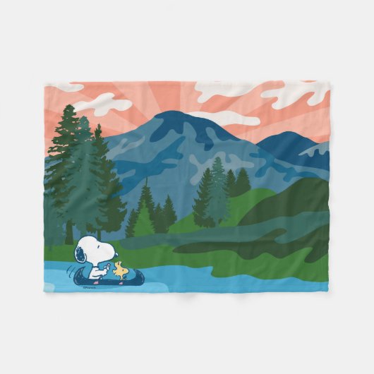 Couverture Polaire cacahuètes | Canoë Snoopy & Woodstock (Devant (Horizontal))