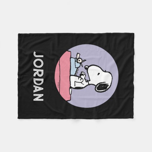 Couverture Polaire cacahuètes | Snoopy à la machine à écrire (Devant (Horizontal))