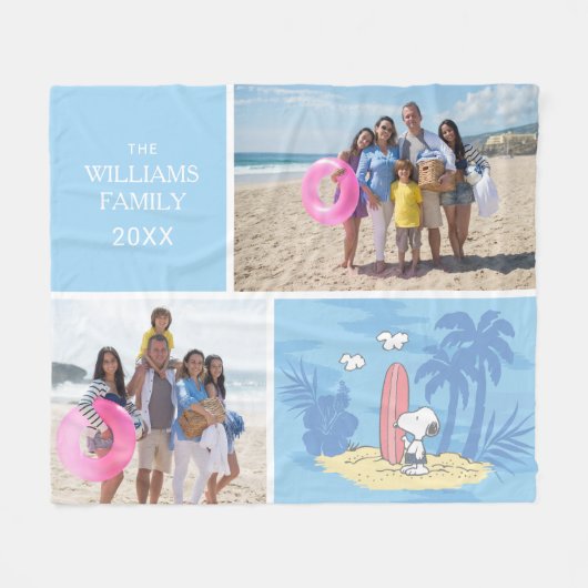 Couverture Polaire cacahuètes | Snoopy Beach | Ajouter Votre Nom Et P (Devant (Horizontal))