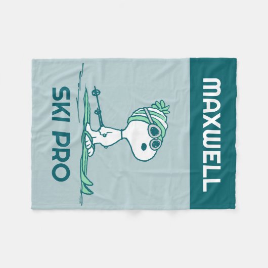 Couverture Polaire cacahuètes | Snoopy sur Skis (Devant (Horizontal))