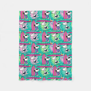 Couverture Polaire cacahuètes   Snoopy Turquoise Surf Motif