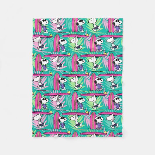 Couverture Polaire cacahuètes | Snoopy Turquoise Surf Motif (Devant)
