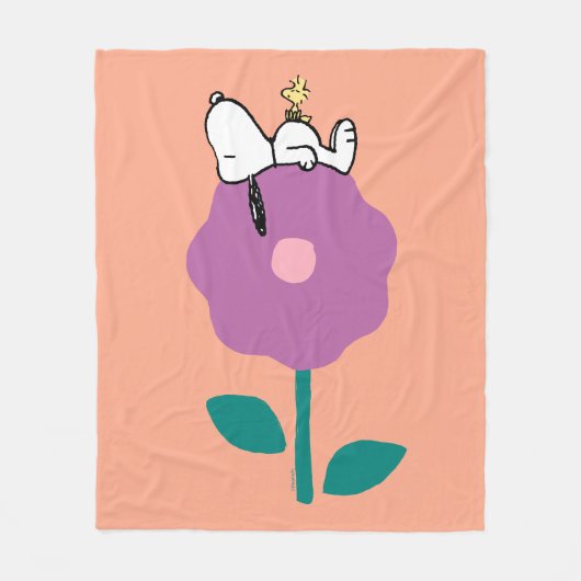 Couverture Polaire cacahuètes | Snoopy & Woodstock Flower Whististle (Devant)