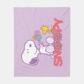 Couverture Polaire cacahuètes | Snoopy & Woodstock Flowers (Devant)