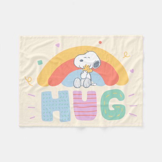 Couverture Polaire cacahuètes | Snoopy & Woodstock Hug (Devant (Horizontal))