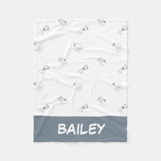 Couverture Polaire cacahuètes | Snoopy & Woodstock Motif gris doux (Devant)