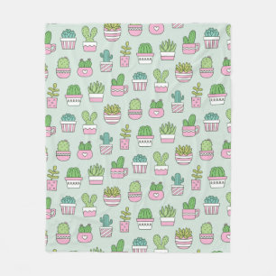 Couverture Polaire Cactées Plantes Succulentes Motif Doodles