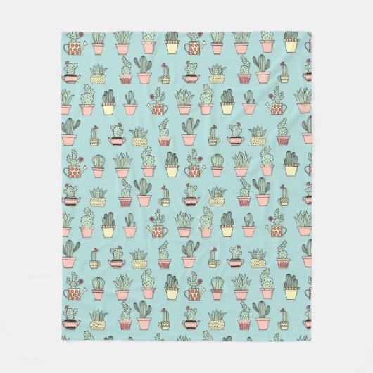 Couverture Polaire Cactus Couleur Cute À La Main Dessinée Motif (Devant)