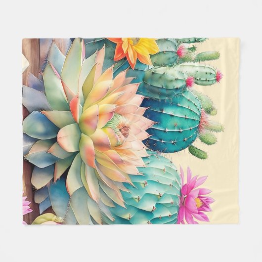 Couverture Polaire Cactus Et Succulents (Devant (Horizontal))