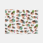 Couverture Polaire Cactus et succulents dans des pots d'or Roses (Devant (Horizontal))