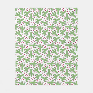 Couverture Polaire Cactus illustré et motif de fleurs rose