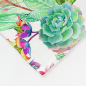 Couverture Polaire Cactus lumineux d'aquarelle et motif succulent (Coin)