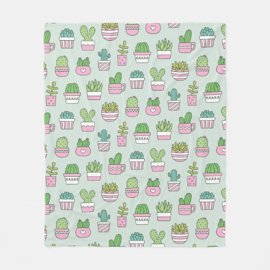 Couverture Polaire Cactus Succulents Plante Doodles Motif (Devant)