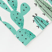 Couverture Polaire Cactus vert blanc motif lunique (Coin)