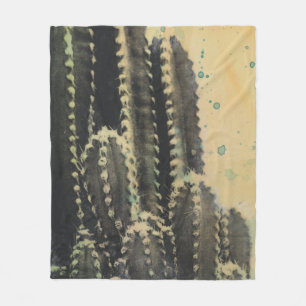 Couverture Polaire Cactus vert sur Arrière - plan jaune