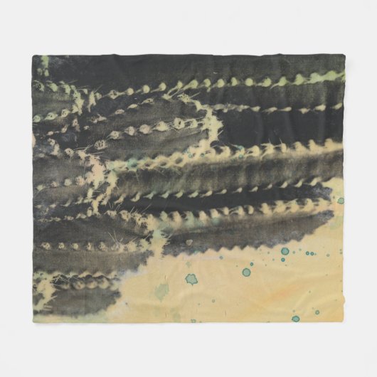 Couverture Polaire Cactus vert sur Arrière - plan jaune (Devant (Horizontal))