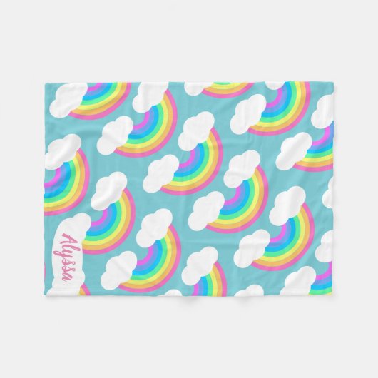 Couverture Polaire Cadeau assez en pastel personnalisé d'arcs-en-ciel (Devant (Horizontal))