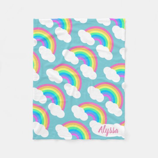 Couverture Polaire Cadeau assez en pastel personnalisé d'arcs-en-ciel (Devant)