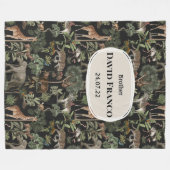 Couverture Polaire Cadeau Baptême JW personnalisé pour frères - Jungl (Devant (Horizontal))