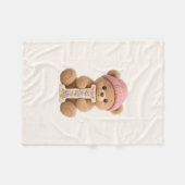 Couverture Polaire Cadeau bébé fille avec initiale I Ourson (Devant (Horizontal))