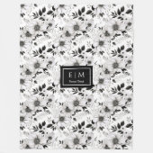 Couverture Polaire Cadeau botanique noir et blanc populaire (Devant)