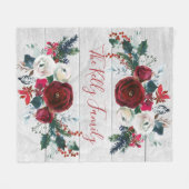 Couverture Polaire Cadeau confortable floral de famille d'hiver (Devant (Horizontal))
