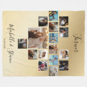 Couverture Polaire Cadeau Couples Saint Valentin Coeur Photo Collage (Devant (Horizontal))