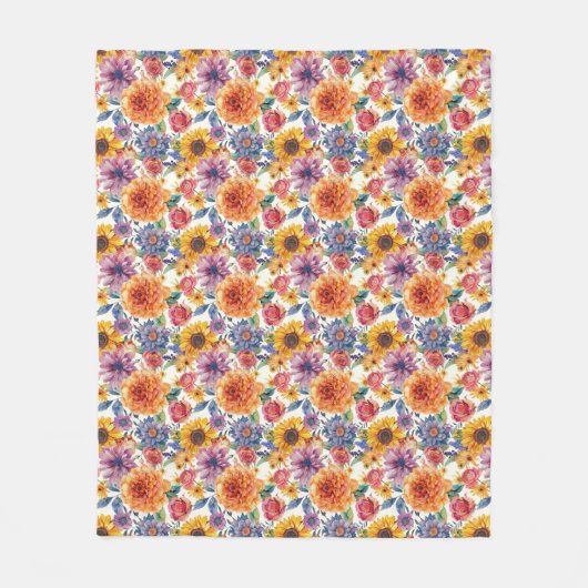 Couverture Polaire Cadeau d'anniversaire | Composition florale vibran (Devant)