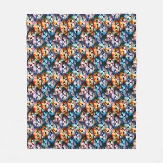 Couverture Polaire Cadeau de chat | Visages de chats mignons (Devant)