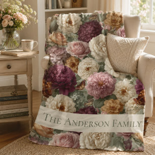 Couverture Polaire Cadeau de Chauffe Maison Familial Fleur Élégante V