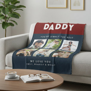 Couverture Polaire Cadeau de collage photo de six pour Papa Simplemen