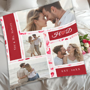 Couverture Polaire Cadeau de collage photo romantique Cœurs fantaisis