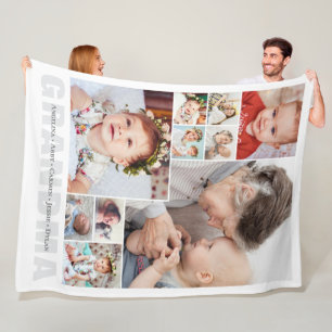 Couverture Polaire Cadeau de grand-mère en collage de 10 photos