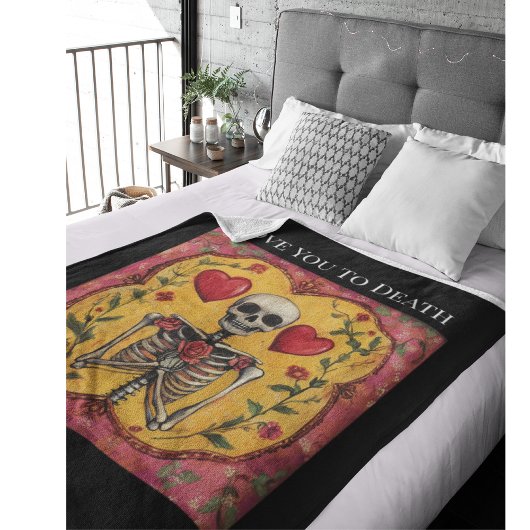Couverture Polaire Cadeau de mariage gothique jusqu'à la mort squelet