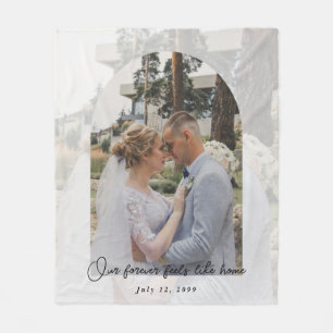 Couverture Polaire Cadeau de mariage personnalisé avec photo et arche