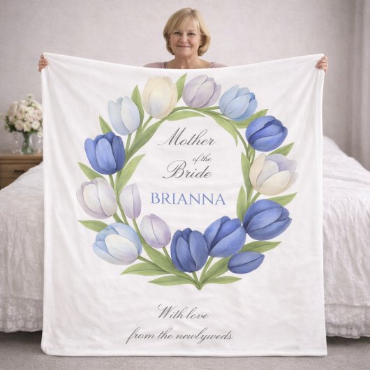 Couverture Polaire Cadeau de mariage Tulipes bleues de la mère de la