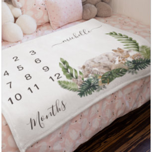 Couverture Polaire Cadeau de naissance pour bébé - Animal de la jungl