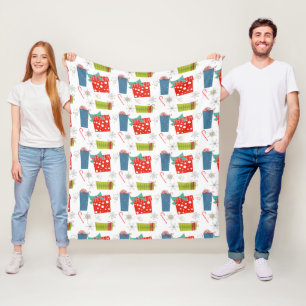 Couverture Polaire Cadeau de Noël et Canne à Sucre de style Mid Centu