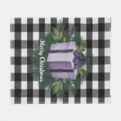 Couverture Polaire Cadeau de Noël Plaid Buffalo | Vacances pourpres (Devant (Horizontal))