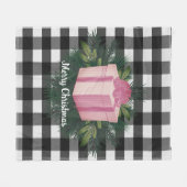 Couverture Polaire Cadeau de Noël Plaid Buffalo | Vacances roses (Devant (Horizontal))