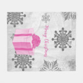 Couverture Polaire Cadeau de Noël rose Vacances Blanche polaire (Devant (Horizontal))