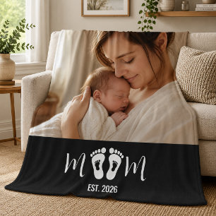 Couverture Polaire Cadeau de photo d'empreintes de bébé établies par