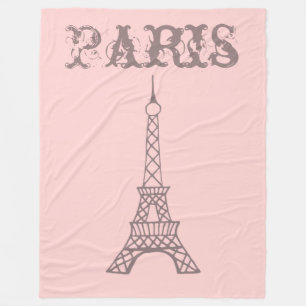 Couverture Polaire Cadeau de plaid tour Eiffel rose Paris