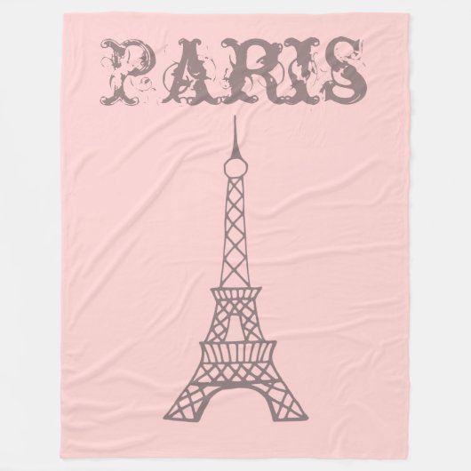 Couverture Polaire Cadeau de plaid tour Eiffel rose Paris (Devant)