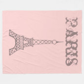 Couverture Polaire Cadeau de plaid tour Eiffel rose Paris (Devant (Horizontal))