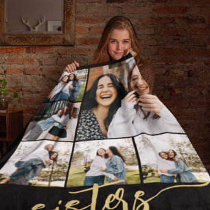 Couverture Polaire Cadeau de script pour sœurs multi-photos pour sœur