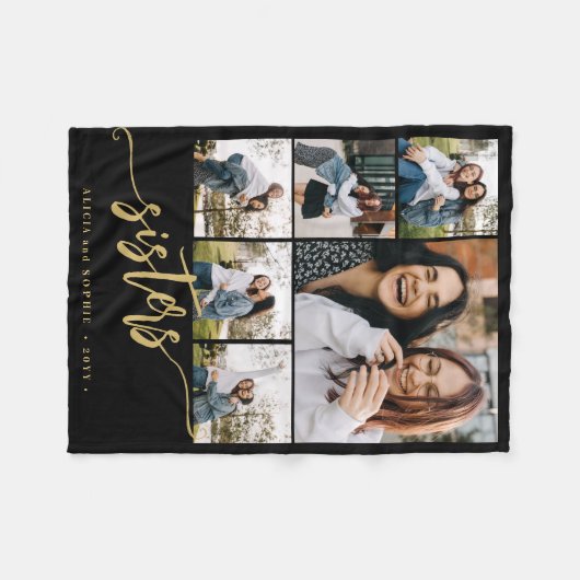 Couverture Polaire Cadeau de script pour soeurs multiphoto pour soeur (Devant (Horizontal))