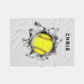 Couverture Polaire Cadeau de softball personnalisé (Devant (Horizontal))